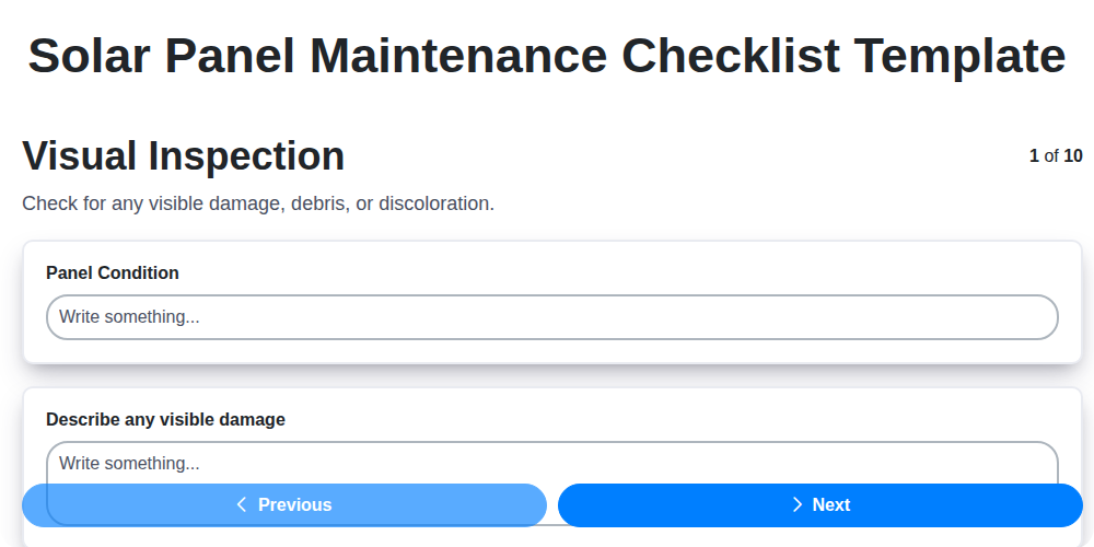 solar panel maintenance checklist template screenshot