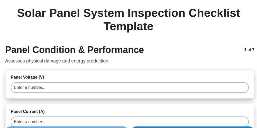 solar panel system inspection checklist template screenshot