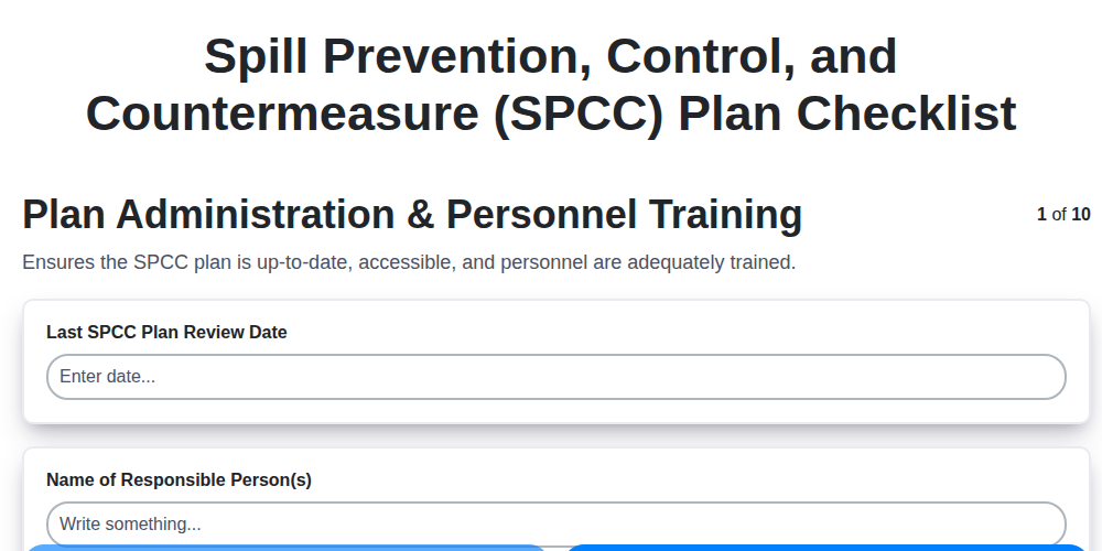 spill prevention control and countermeasure spcc plan checklist screenshot