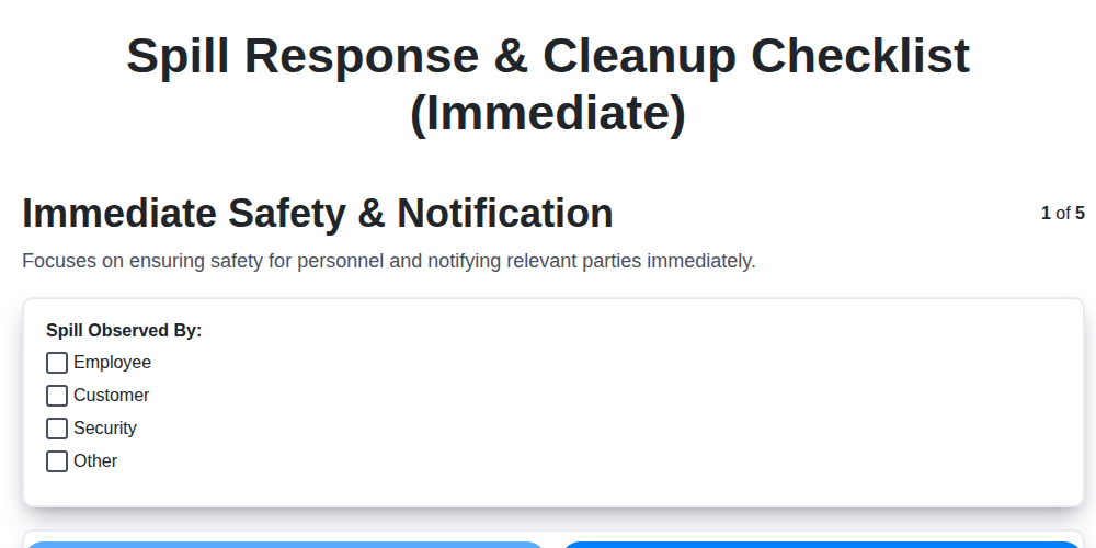 spill response cleanup checklist immediate screenshot