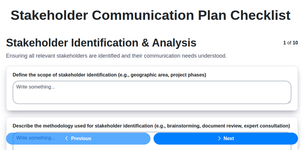 stakeholder communication plan checklist screenshot
