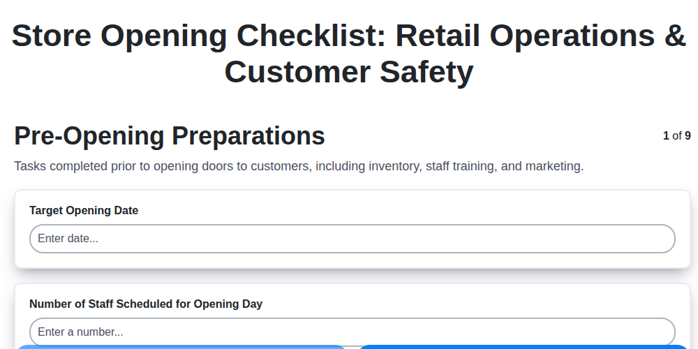 store opening checklist retail operations customer safety screenshot