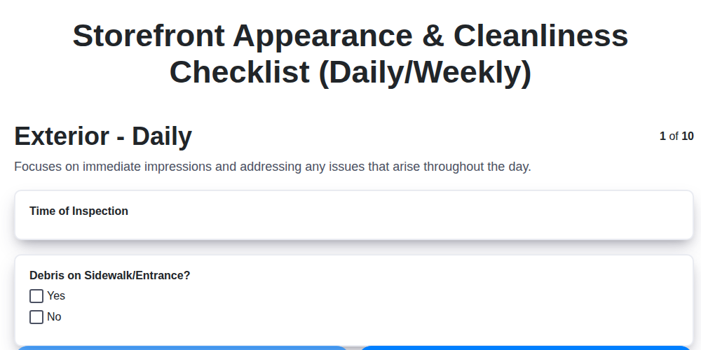storefront appearance cleanliness checklist daily weekly screenshot