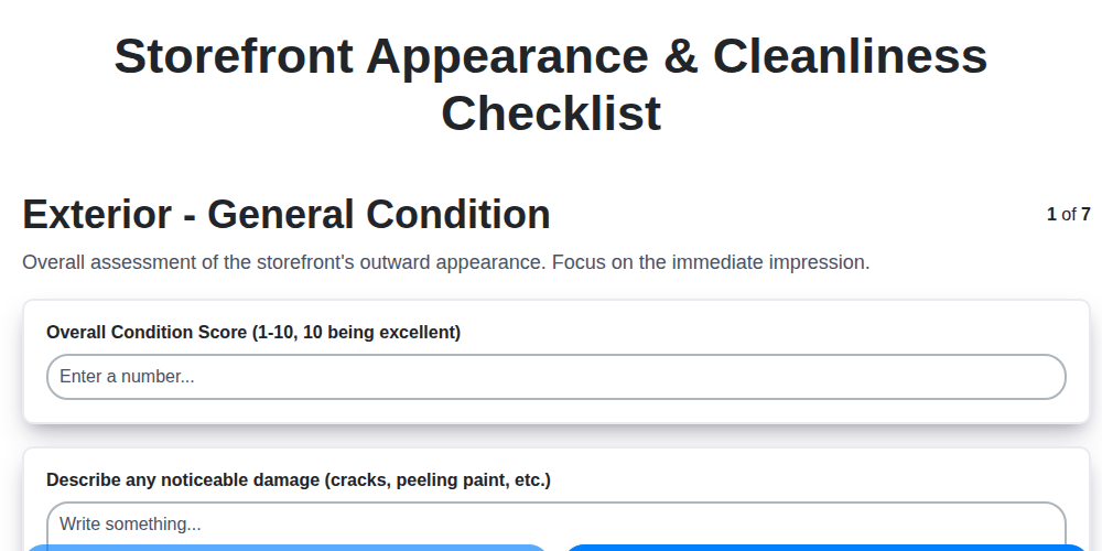 storefront appearance cleanliness checklist screenshot