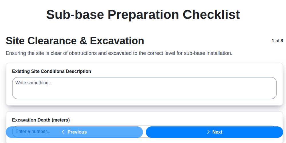sub base preparation checklist screenshot