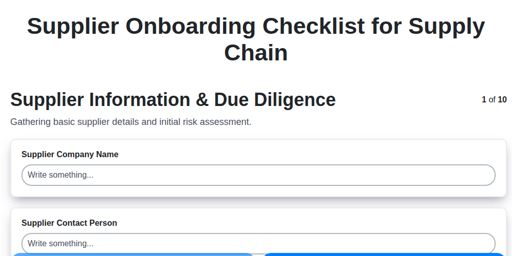 supplier onboarding checklist for supply chain screenshot