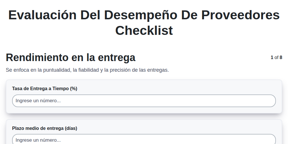 Evaluación del Desempeño de Proveedores screenshot