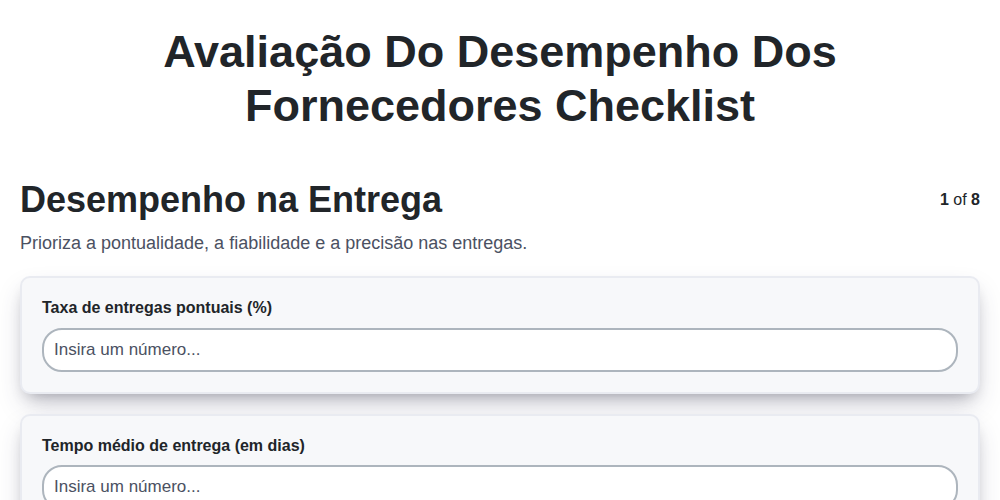 Avaliação do Desempenho dos Fornecedores screenshot