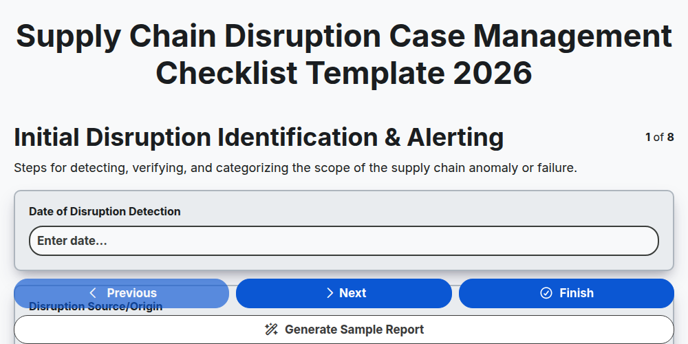 supply chain disruption case management checklist template 2026 screenshot