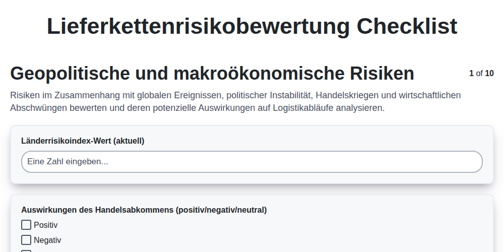 Lieferkettenrisikobewertung screenshot