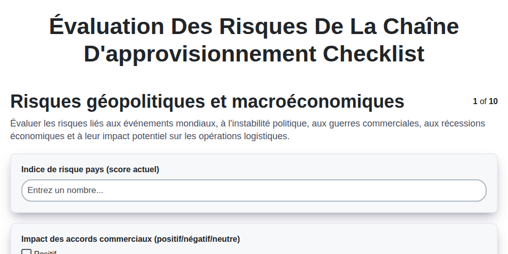 Évaluation des risques de la chaîne d'approvisionnement screenshot