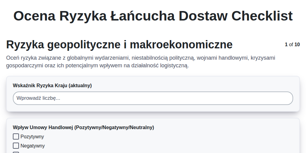 Ocena Ryzyka Łańcucha Dostaw screenshot