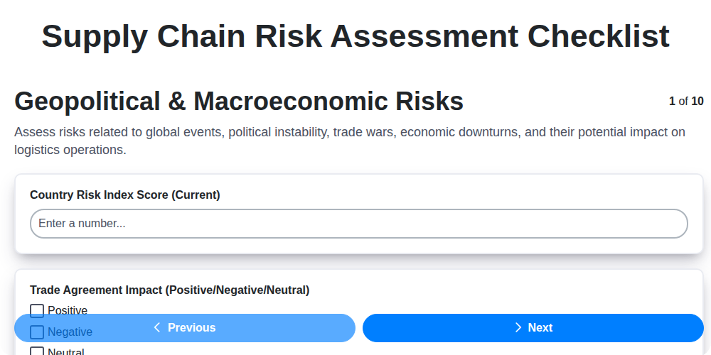 supply chain risk assessment screenshot