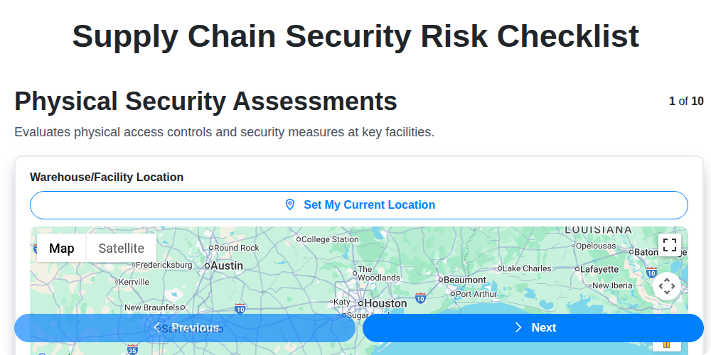 supply chain security risk checklist screenshot