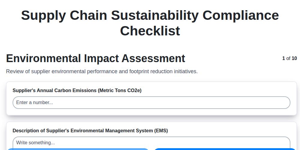 supply chain sustainability compliance checklist screenshot