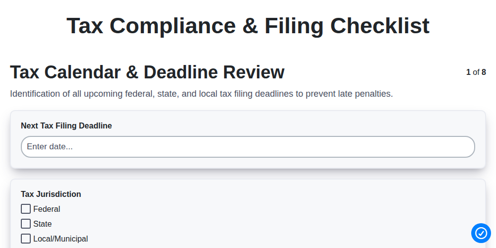 tax compliance filing checklist screenshot