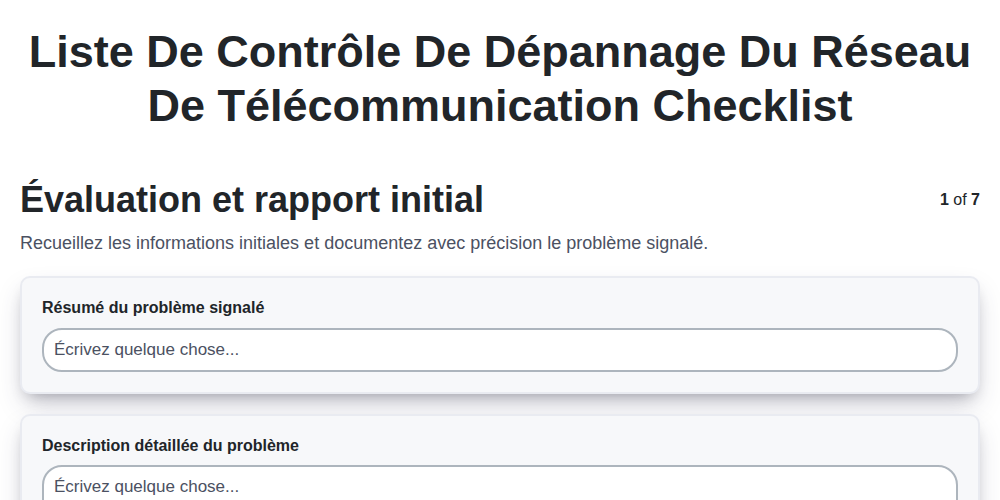 Liste de contrôle de dépannage du réseau de télécommunication screenshot