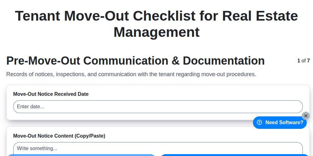 tenant move out checklist for real estate management screenshot