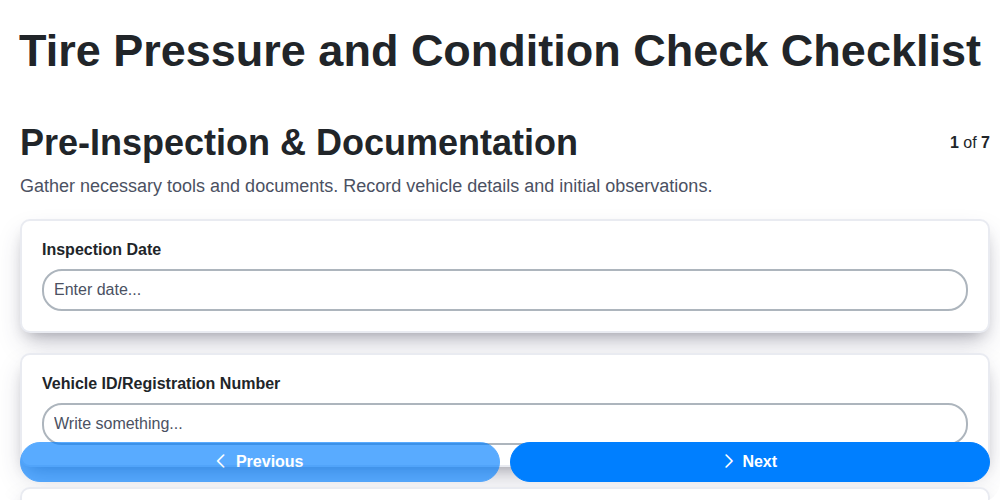 tire pressure and condition check screenshot