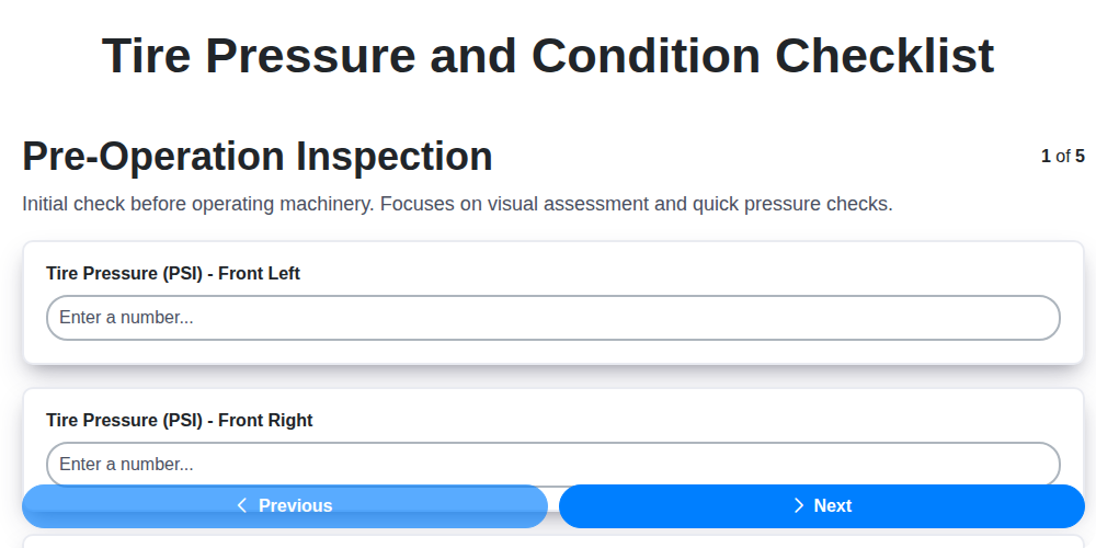 tire pressure and condition screenshot