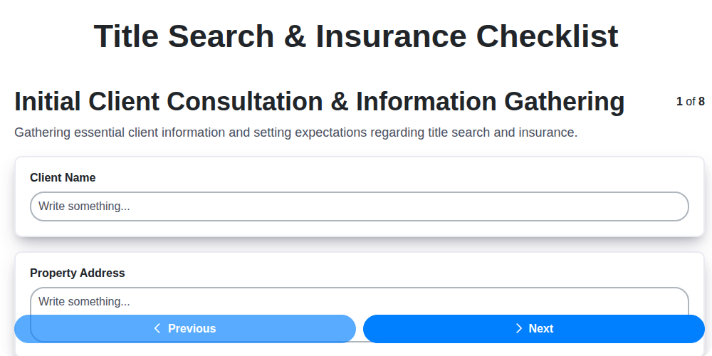 title search insurance checklist screenshot