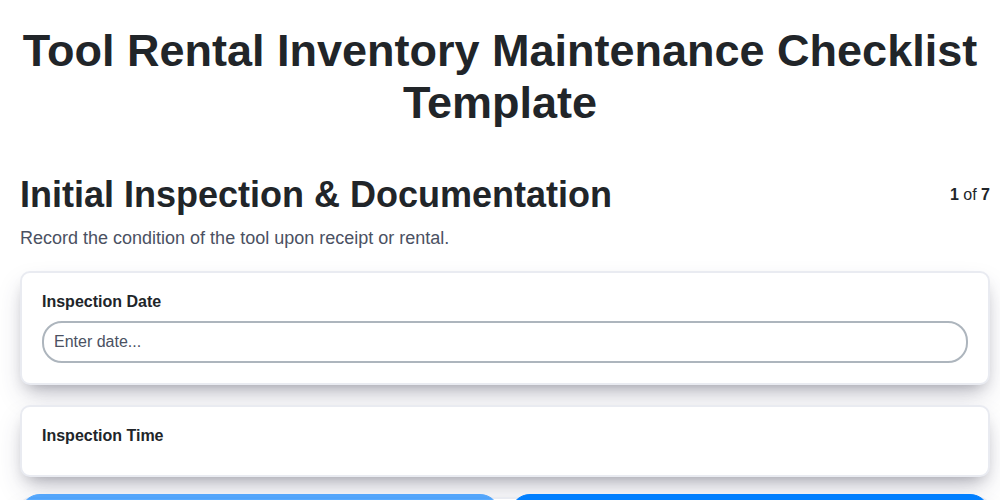 tool rental inventory maintenance checklist template screenshot