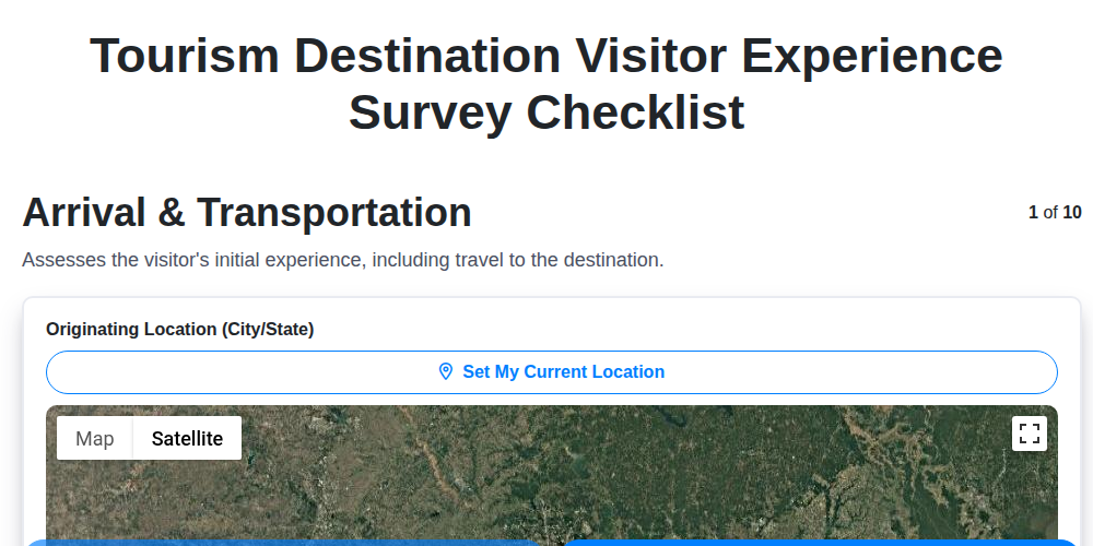 tourism destination visitor experience survey checklist screenshot
