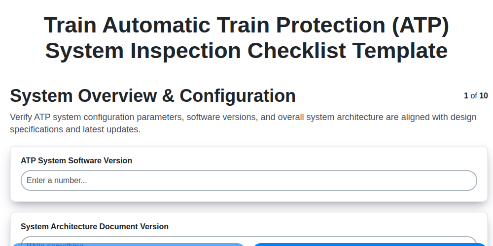train automatic train protection atp system inspection checklist template screenshot