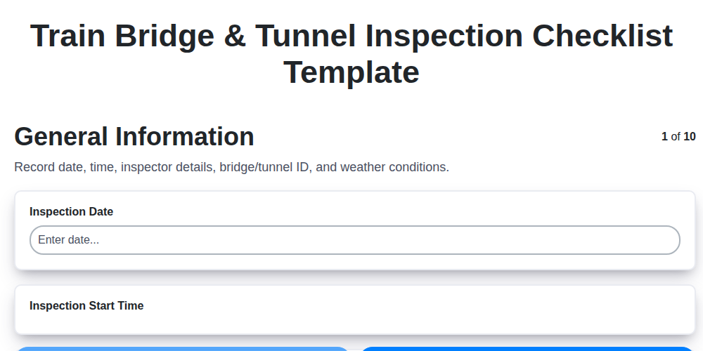 train bridge tunnel inspection checklist template screenshot
