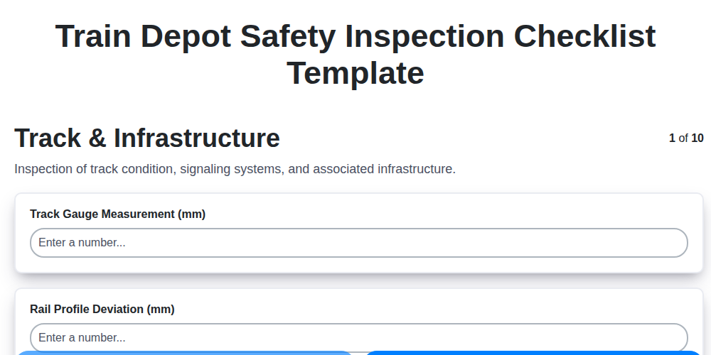 train depot safety inspection checklist template screenshot