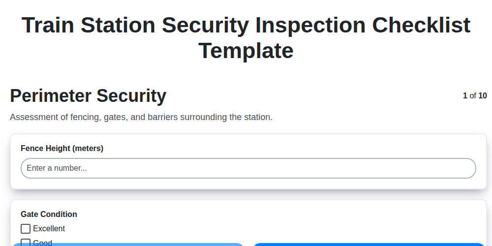 train station security inspection checklist template screenshot