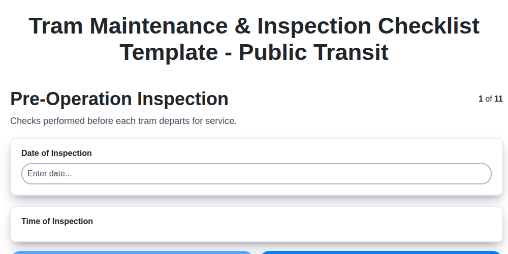 tram maintenance inspection checklist template public transit screenshot