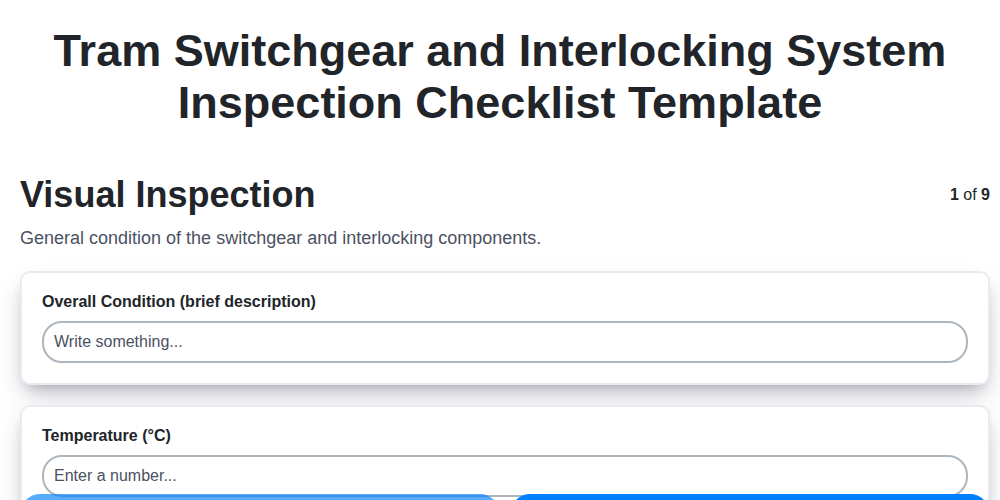 tram switchgear and interlocking system inspection checklist template screenshot