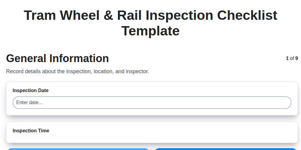tram wheel rail inspection checklist template screenshot