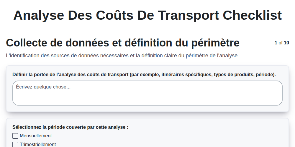 Analyse des coûts de transport screenshot