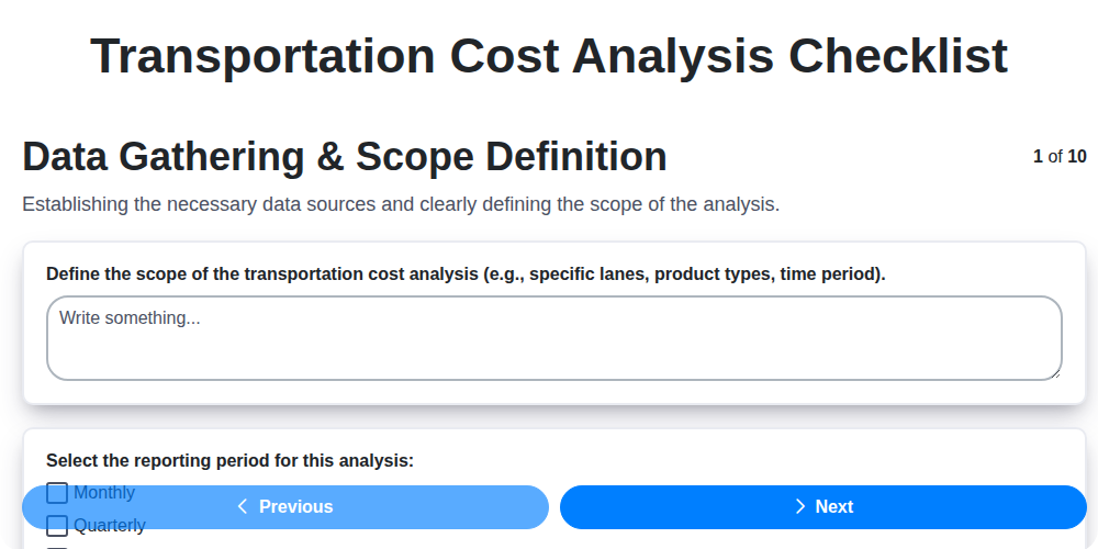 transportation cost analysis screenshot