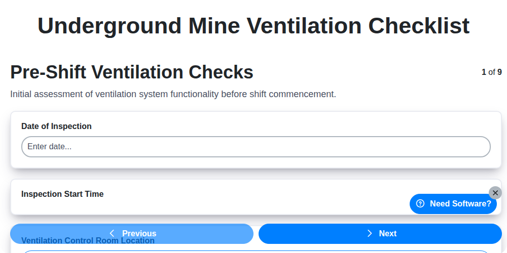 underground mine ventilation checklist screenshot
