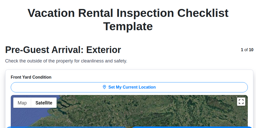 vacation rental inspection checklist template screenshot