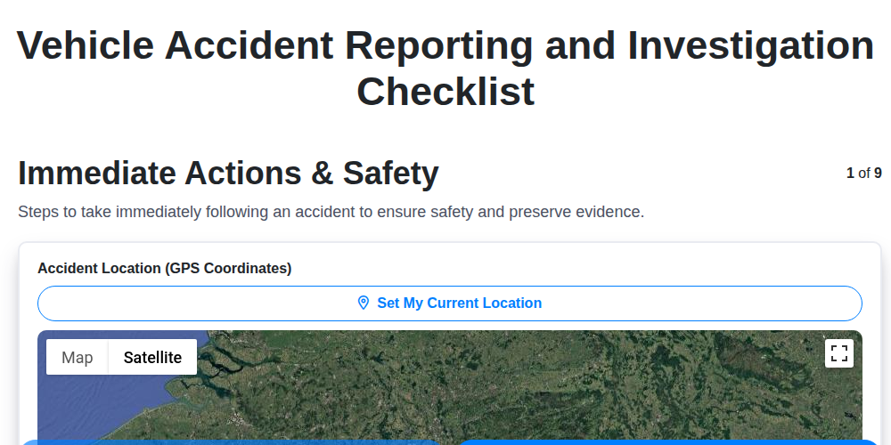 vehicle accident reporting and investigation screenshot