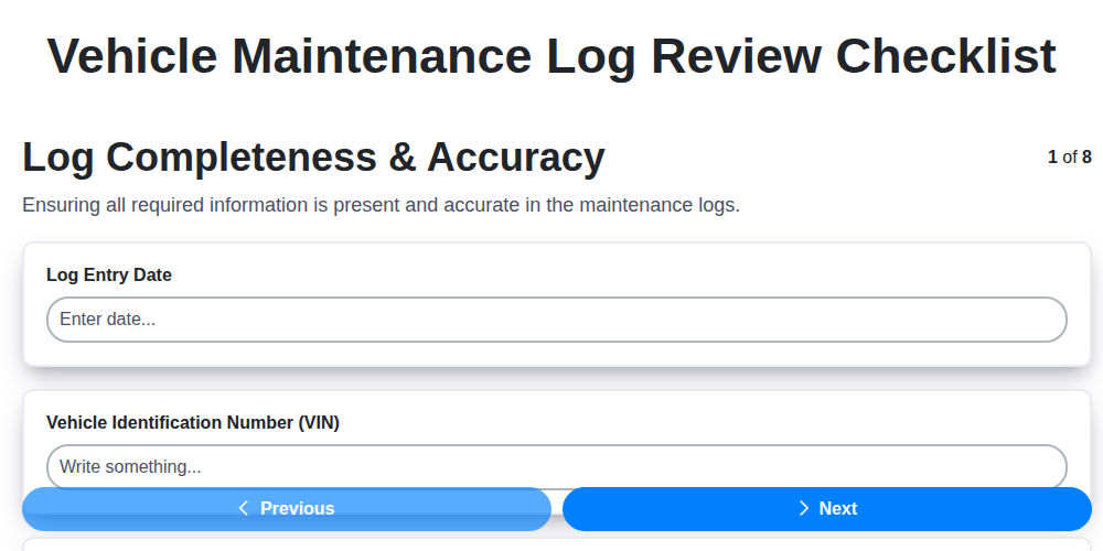 vehicle maintenance log review screenshot