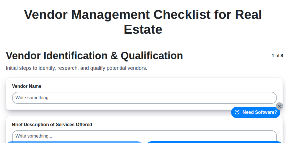 vendor management checklist for real estate screenshot