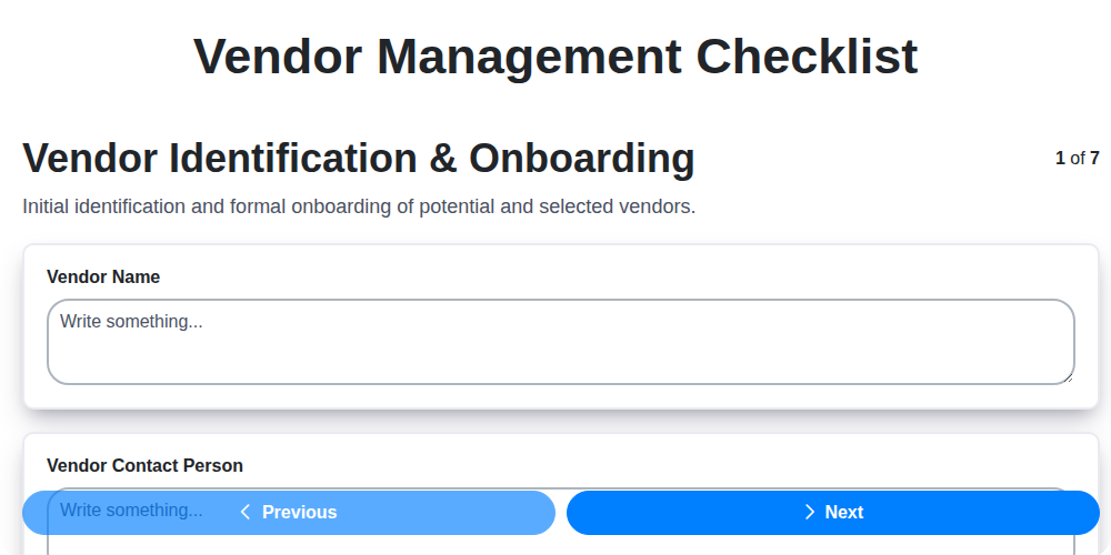 vendor management checklist screenshot