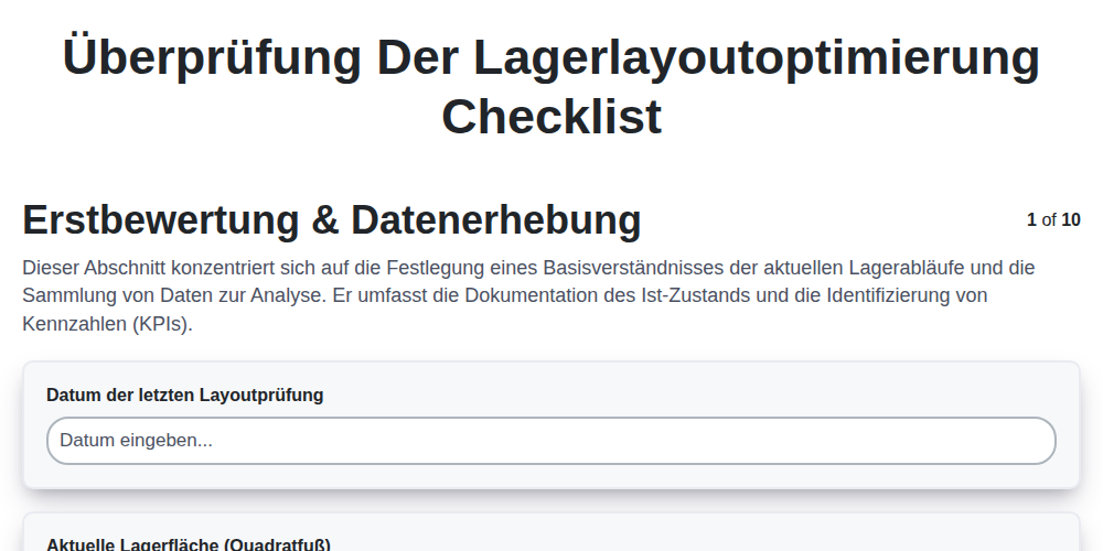 Überprüfung der Lagerlayoutoptimierung screenshot