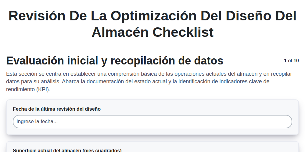Revisión de la optimización del diseño del almacén screenshot