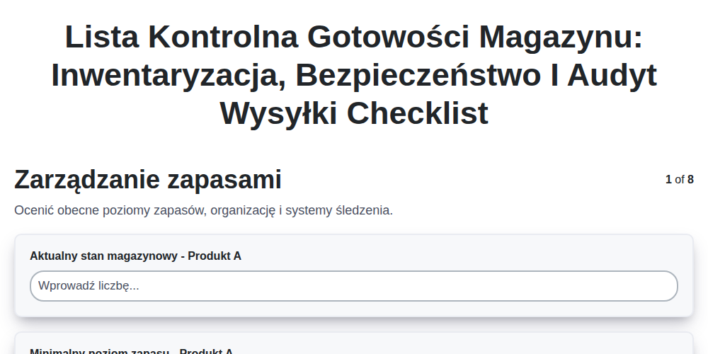 Lista kontrolna gotowości magazynu: Inwentaryzacja, bezpieczeństwo i audyt wysyłki