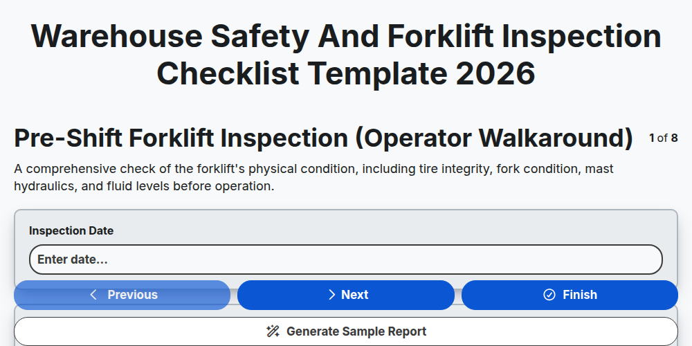 Warehouse Safety and Forklift Inspection Checklist Template 2026