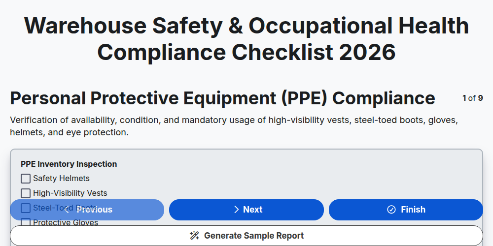 Warehouse Safety & Occupational Health Compliance Checklist 2026