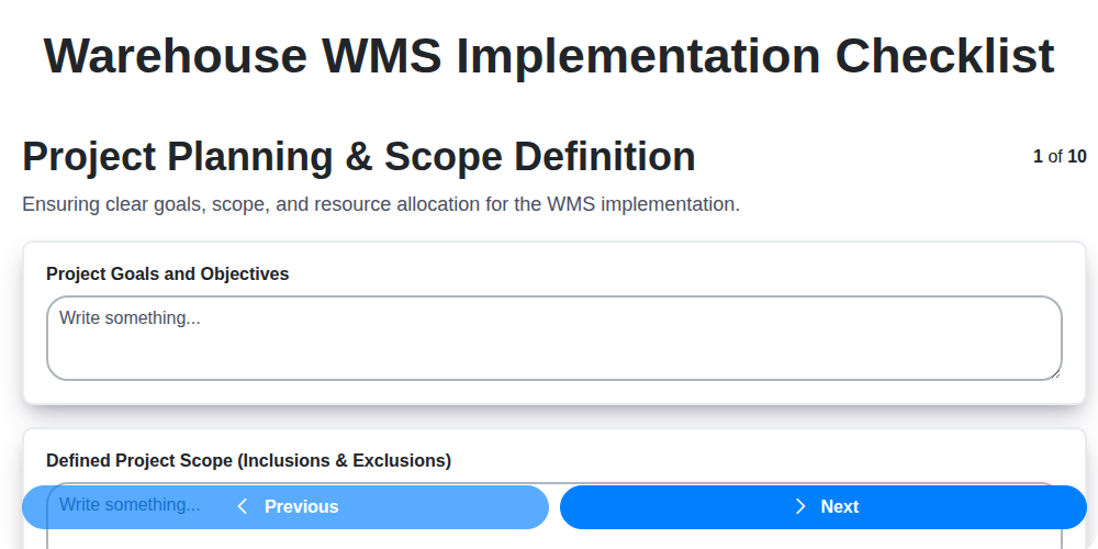 warehouse wms implementation checklist screenshot
