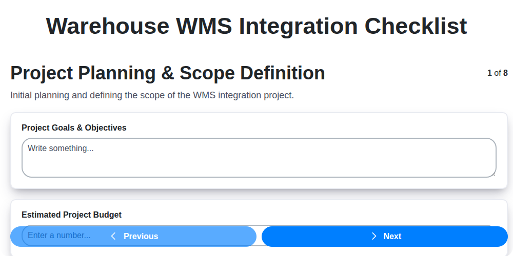 warehouse wms integration checklist screenshot