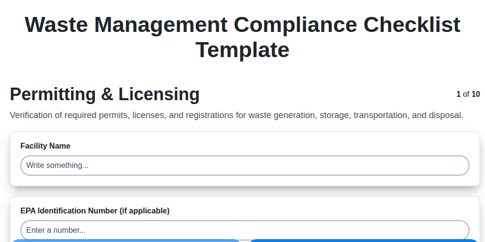 waste management compliance checklist template screenshot